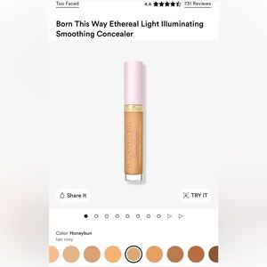 NIB Too Faced Born This Way Ethereal Light Concealer, Shade Honeybun